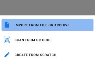 Pilih import dari file atau scan barcode